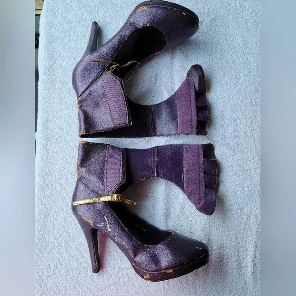 Purple and  Gold High Heels Boots - Picture 12 of 16